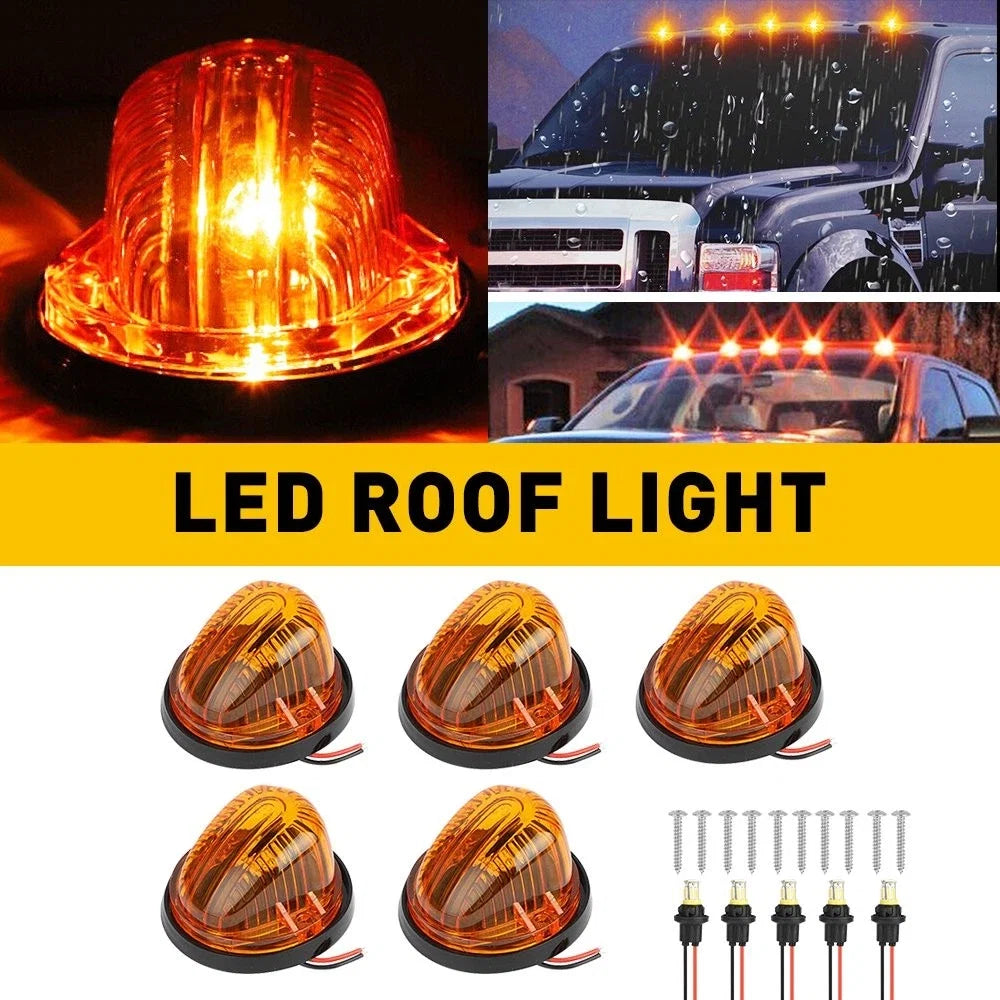 5Pcs Amber Marker Roof Cab Lights + 194 LED for 73-87 Chevy GMC C/K Series