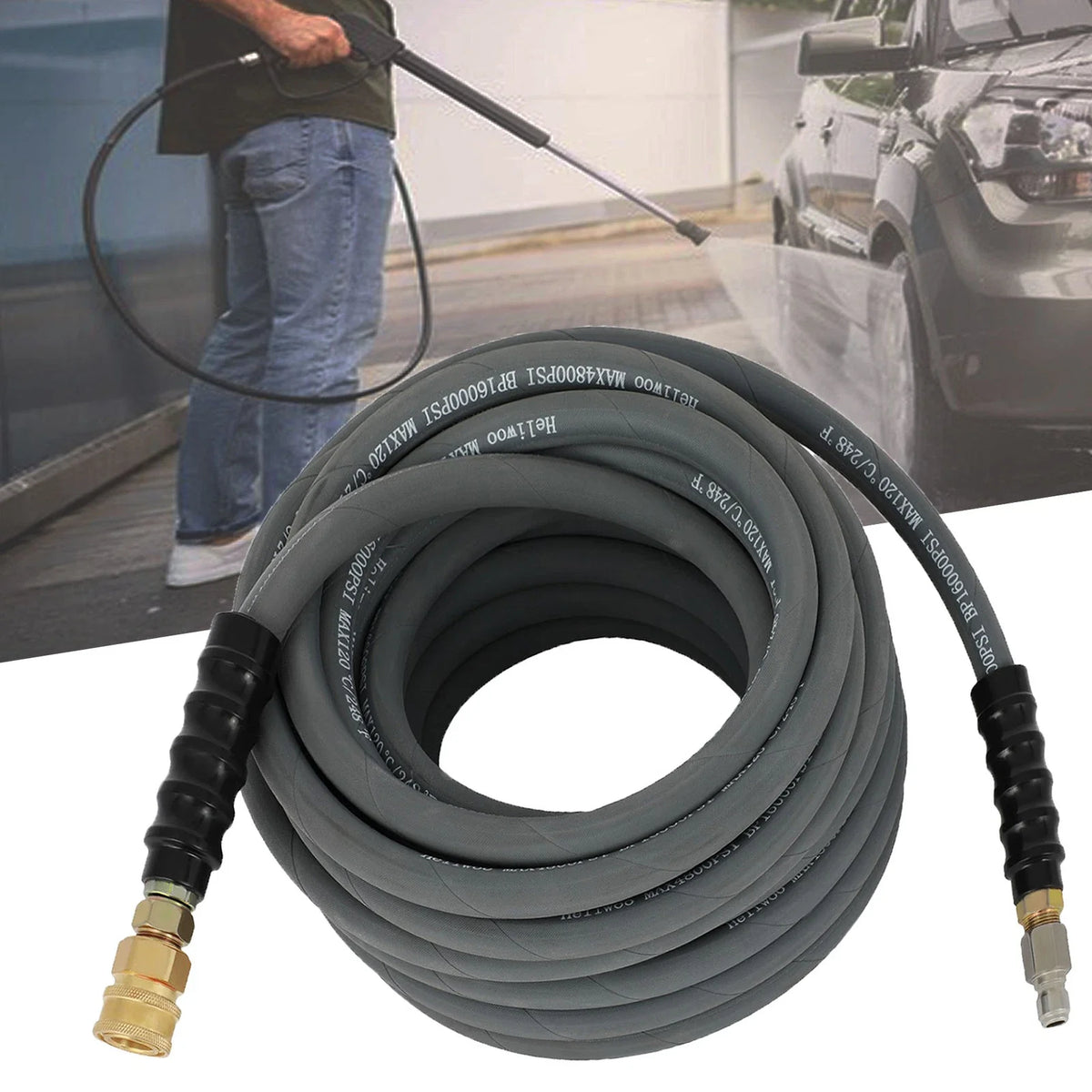 50ft Pressure Washer Hose 3/8" 4000 PSI with Couplers