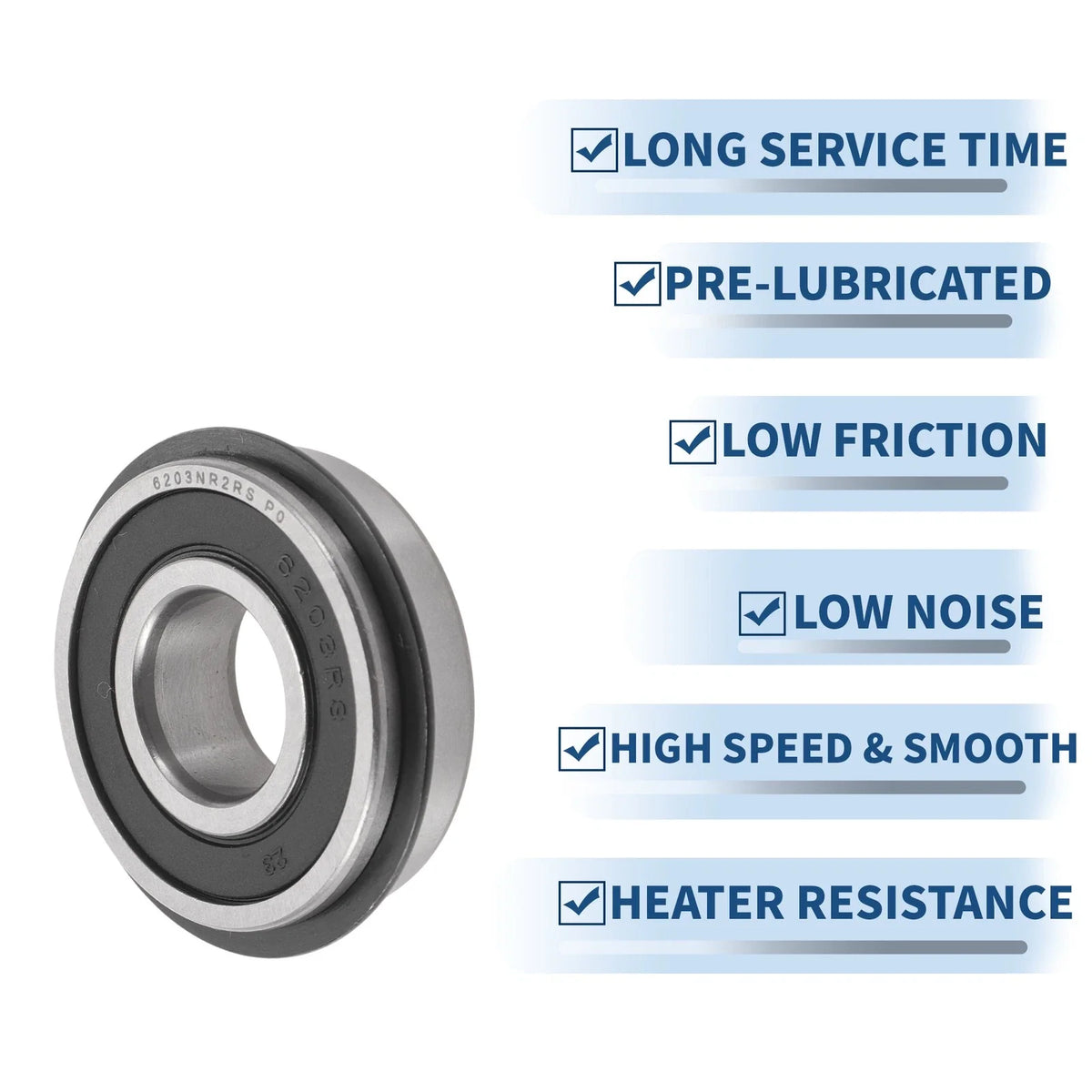 6203NR2RS Deep Groove Ball Bearing for Scooter Skateboard Wheel (1 Pc)