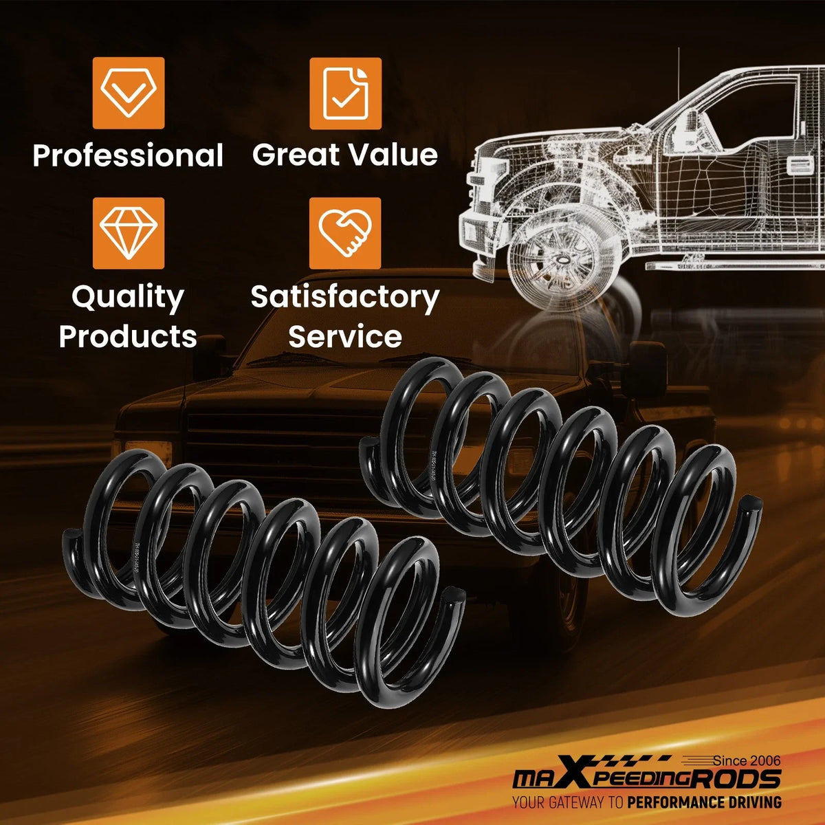 2" Front Drop Coil Springs for Chevy GMC C1500 2WD V8 (1988–1998)