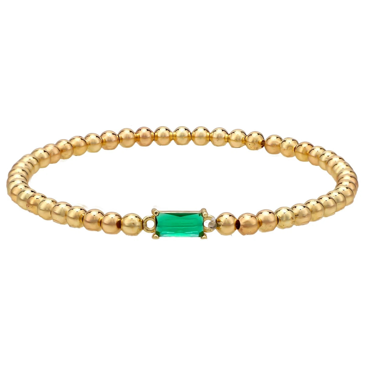 Gold-Colored Beaded Bracelet for Women (17.5cm)