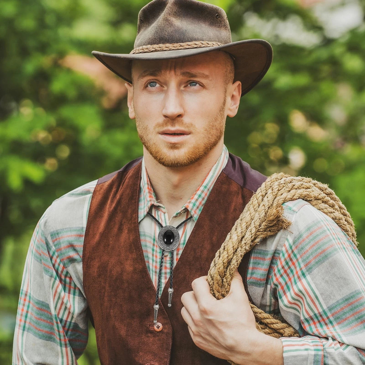 Bolo Tie for Men Western Cowboy 19.7 × 1.18 inches, Black