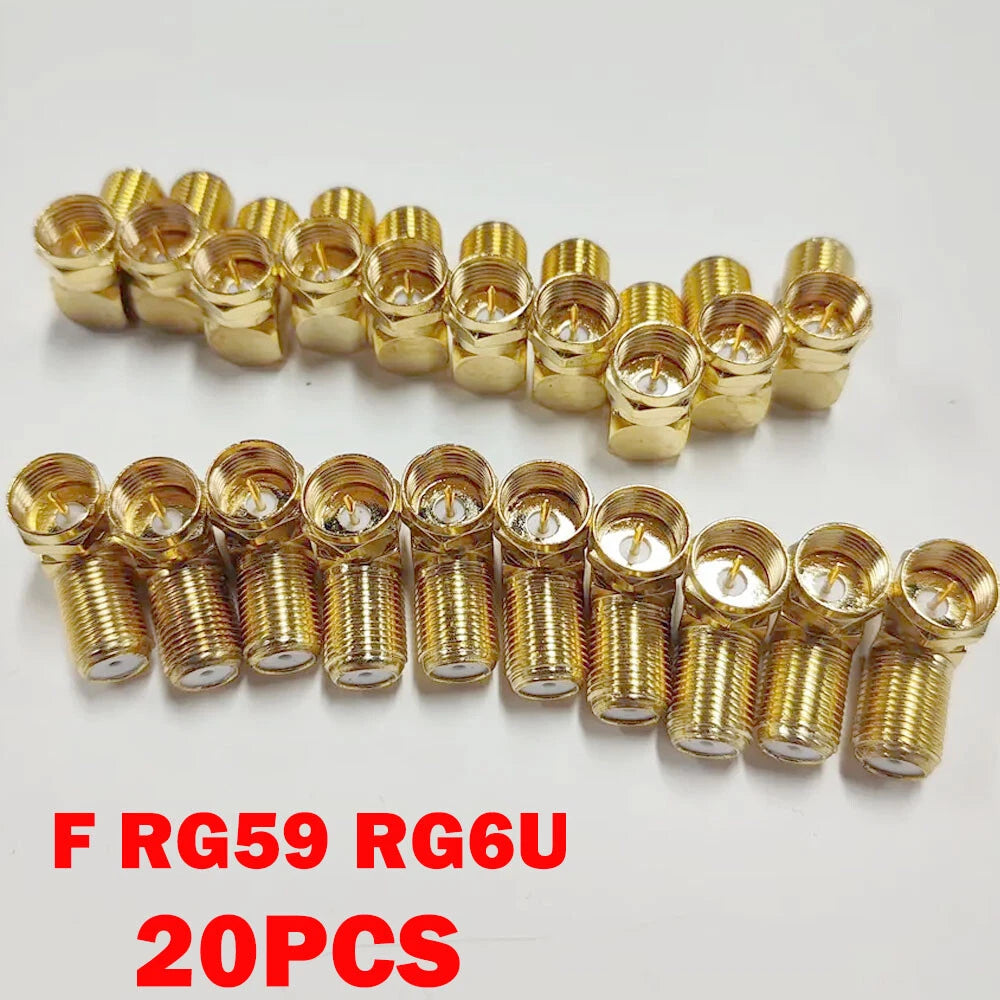 20X 90 Degree Right Angle Gold Plated RG59 RG6U Coaxial Connector Adapters