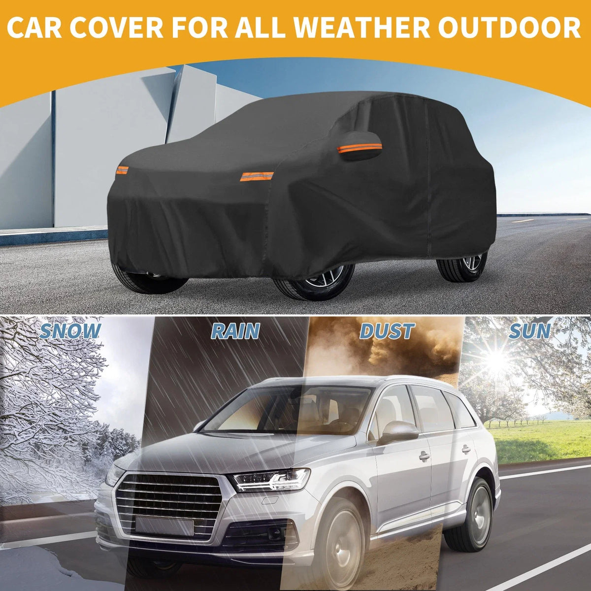 Waterproof Car Cover for Kia Seltos (190T-PU, Black)