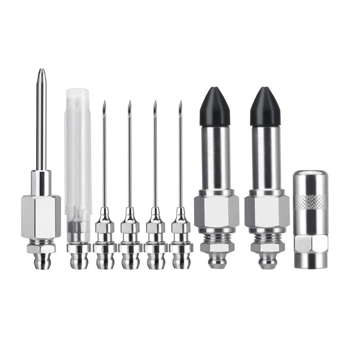 9-Piece Grease Gun Needle Nozzle Kit with Rubber Adapter Fitting