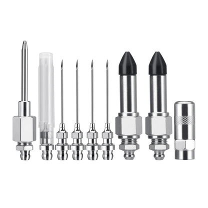 9-Piece Grease Gun Needle Nozzle Kit with Rubber Adapter Fitting