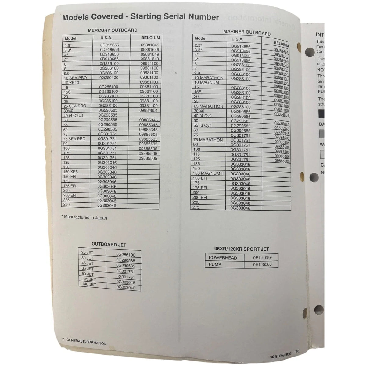 Technicians Handbook for Mercury Mariner Outboards (1996) 90-816981960