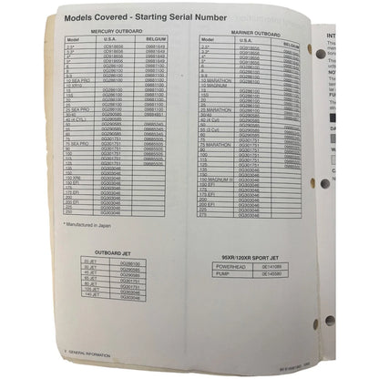 Technicians Handbook for Mercury Mariner Outboards (1996) 90-816981960
