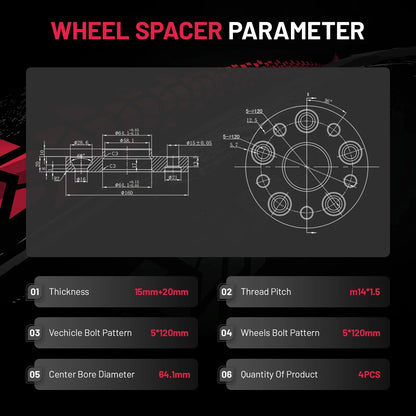 Set of 4 HubCentric Wheel Spacers 15mm & 20mm for Tesla Model X (2016–2023)