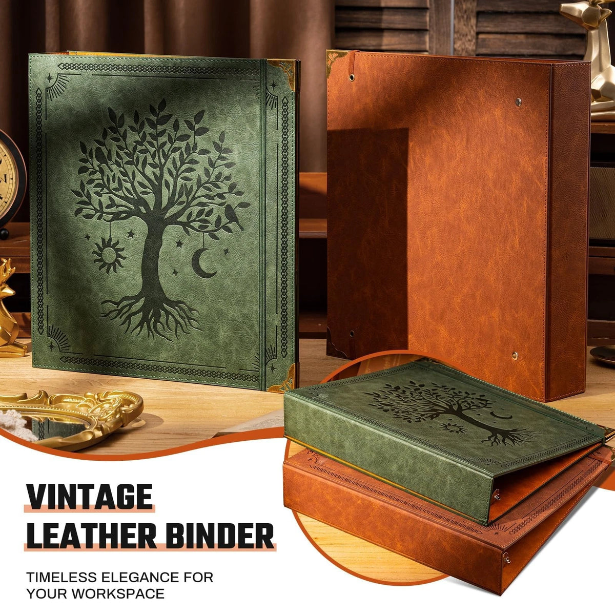 2 Inch Leather D Ring Binder for 8.5"x11" Letter Size Paper (Fits All Years)