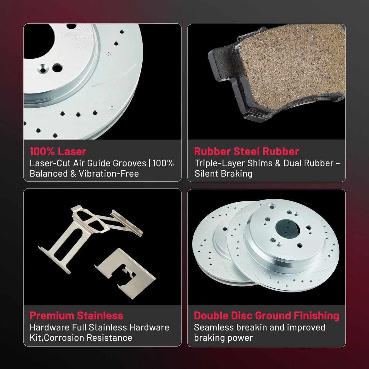 Front and Rear Drilled Rotors and Ceramic Brake Pads for Honda CR-V (2015–2016)