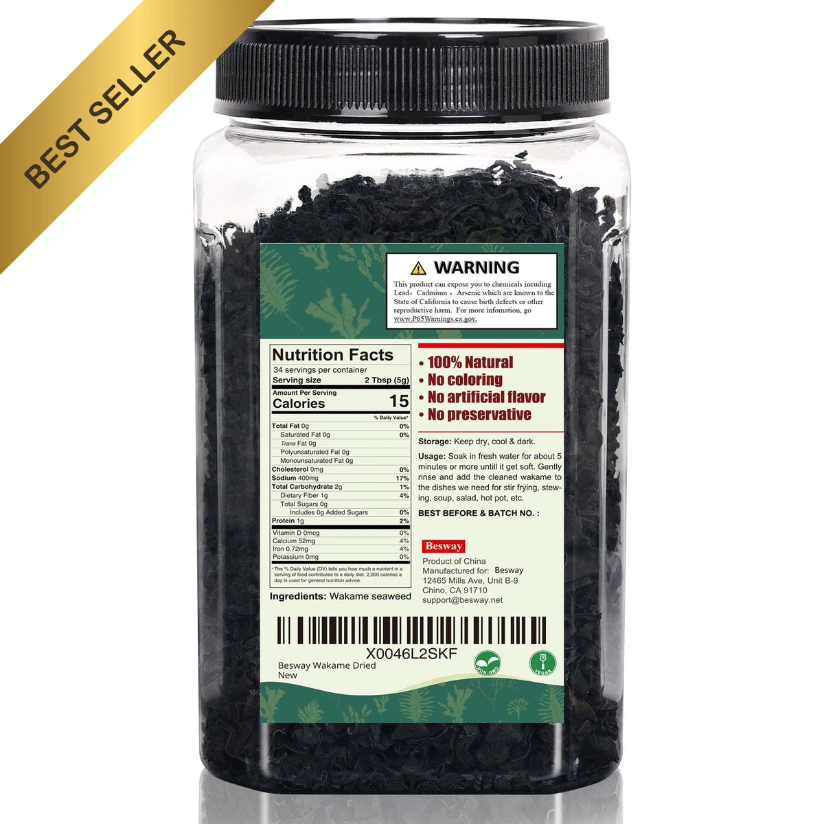 6 oz Dried Seaweed for Salad & Soup - Non-GMO, Gluten-Free