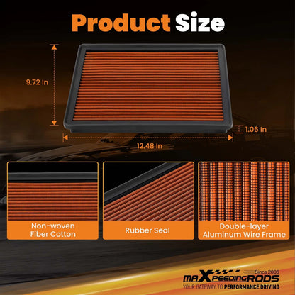 Drop In Engine Air Filter for Silverado Sierra 1500 5.3L (1999–2018) N1E9D5, 15908915, 15908916