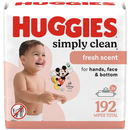 Set of 3 Huggies Simply Clean Fresh Scent Baby Wipes, 64 Count