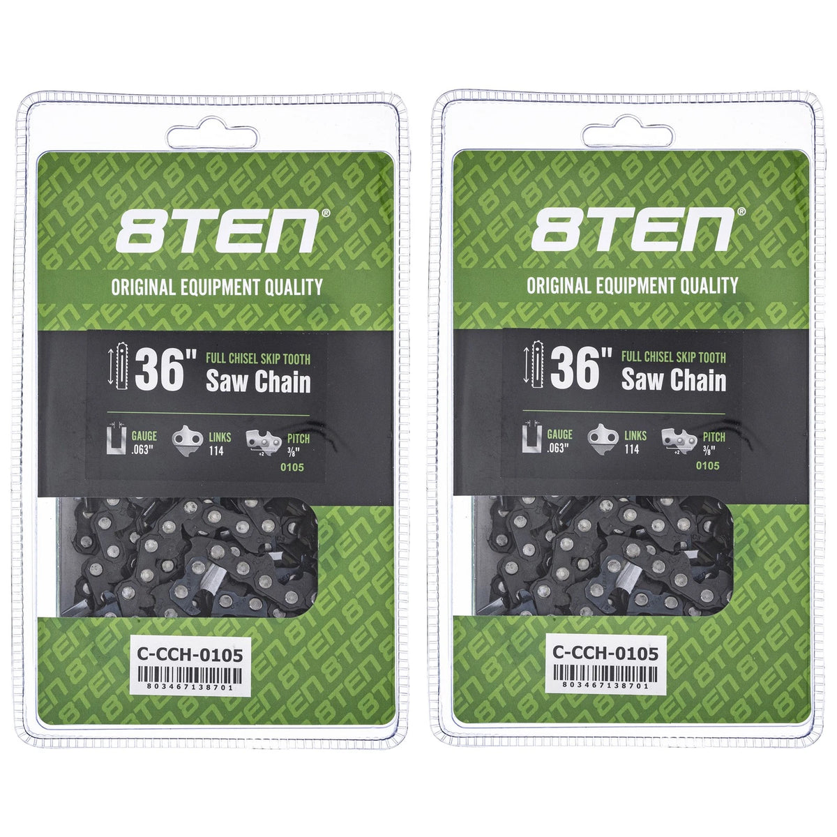 2X Full Chisel Skip Tooth Chainsaw Chain 36 Inch .063 3/8 114DL for Stihl 75EXJ114G, 75EXJ114, 75RD114G, H50S 114, 36RSF 114
