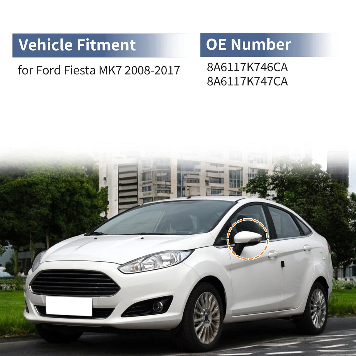 Mirror Cover Cap Set for Ford Fiesta MK7 (2008–2017)