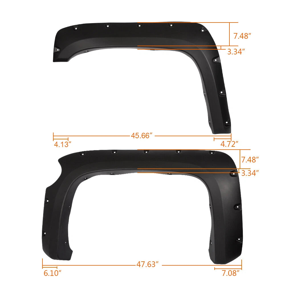 Fender Flares Pocket Style for Chevy Silverado 1500 (2007–2013) J-02RSA4513ABK