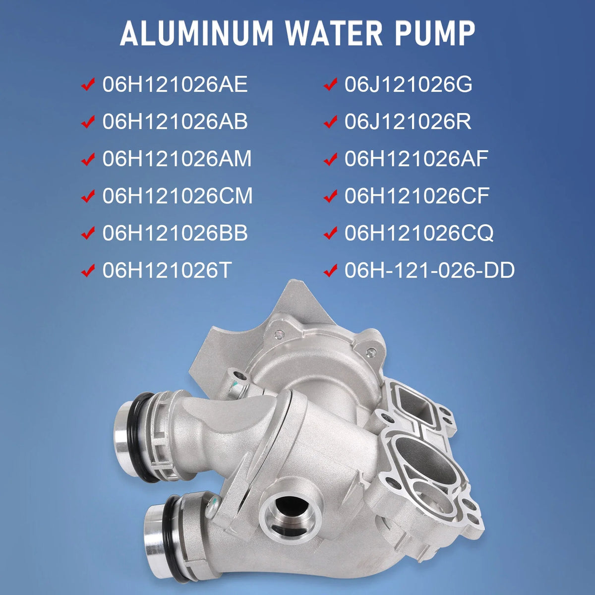 Aluminum Water Pump for Audi A3 A4 A5 Q6 Quattro VW CC TT Tiguan (2008–2016)