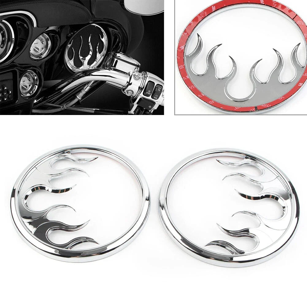 2 Pcs Chrome ABS Front Speaker Grill Trim Cover for Harley Electra Glide (2014–2022)