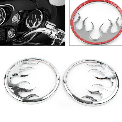 2 Pcs Chrome ABS Front Speaker Grill Trim Cover for Harley Electra Glide (2014–2022)