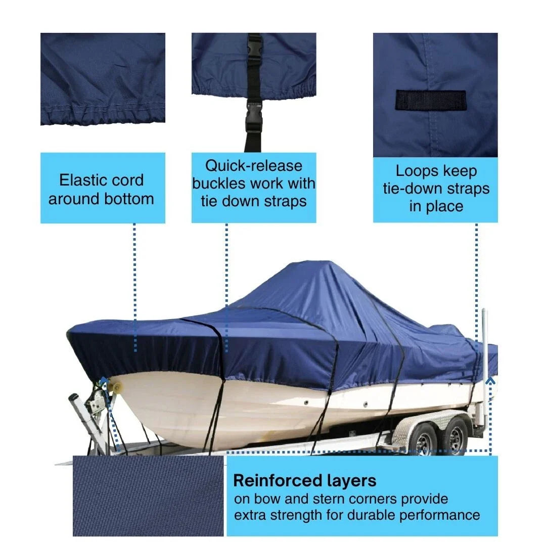 Fishing Boat Cover for Carolina Skiff 19 SWS (2010–2023) Waterproof