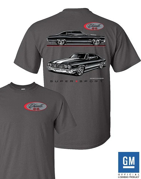 Licensed T-Shirt with Black Chevy Chevelle SS Script Logo for Chevy Chevelle (1968–1972)