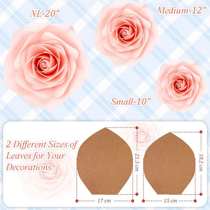 28 Pcs Paper Flowers Template Kit for Wall Rose