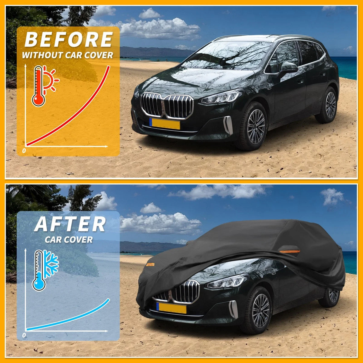 Car Cover Waterproof All Weather for BMW 2 Series Active Tourer Aluminum Film