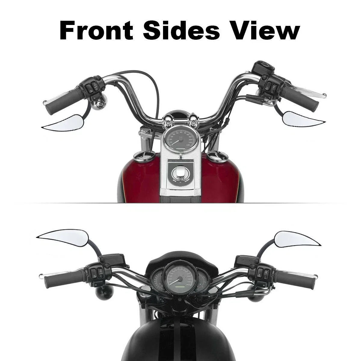 8mm Black Rear-View Mirrors for Harley Heritage Softail Classic Dyna