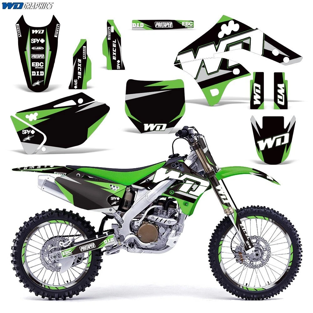 Decal Graphics Kit for Kawasaki KX250F (2009–2012) - Green MX Design