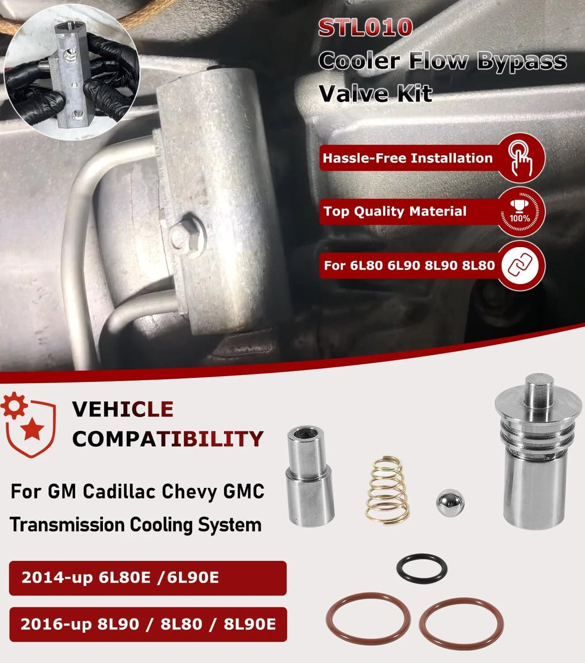 Cooler Flow Bypass Valve Kit for Cadillac Chevy GMC (2014–2024) For00549