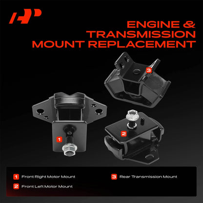 3X Engine Motor & Trans. Mount for Toyota Tacoma 1995–1999 4Runner RWD 1230838010, 123710C010, 1237116020, 1237134030, 1237135070