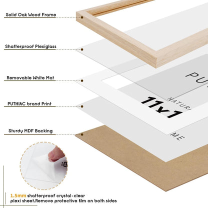 11x17 Solid Oak Wood Picture Frame for 8x12 Photos (Fits 11x17)