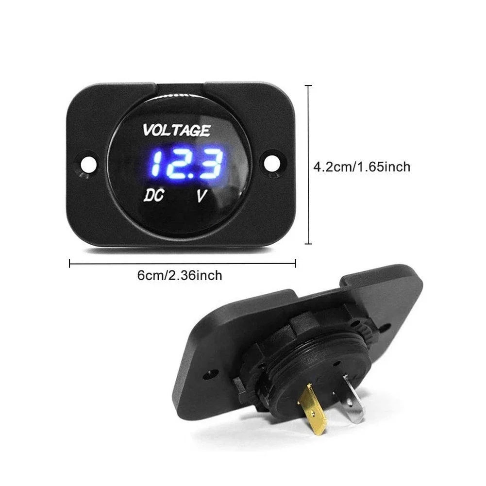 Digital LED Battery Voltage Meter for Cars, Boats, RVs, Trucks (12V/24V)