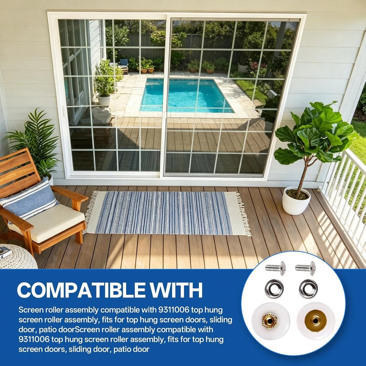 2Pcs Screen Door Rollers for Marvin Top Hung Screen Doors