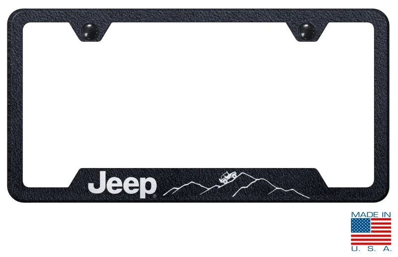 License Plate Frame for Jeep Off Road Mountain Terrain Premium Stainless Steel (Universal)