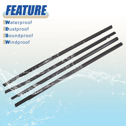 Set of 4 Window Seal Weatherstrip Trim for Honda Civic Sedan (2016–2019)