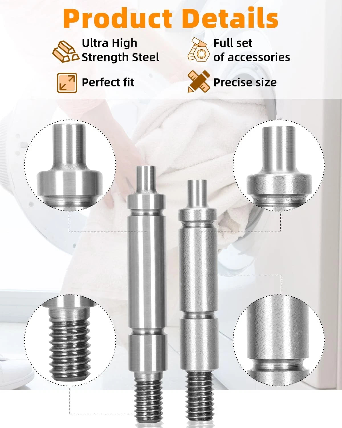 Dryer Drum Support Roller Shaft Kit for WPW10359270 & WPW10359269