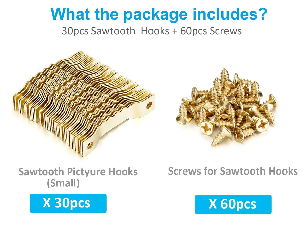 30pcs Gold Sawtooth Picture Hangers for Small Frames