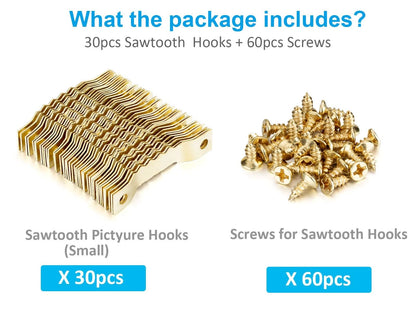 30pcs Gold Sawtooth Picture Hangers for Small Frames