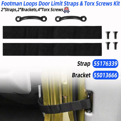 Footman Loops Door Limit Straps & Torx Screws Kit for Jeep Wrangler (CJ-YJ-TJ)
