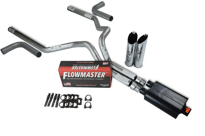3" Dual Exhaust Kit for Chevy GMC 1500 (2015–2018) - Flowmaster Super 40, Slash Tip