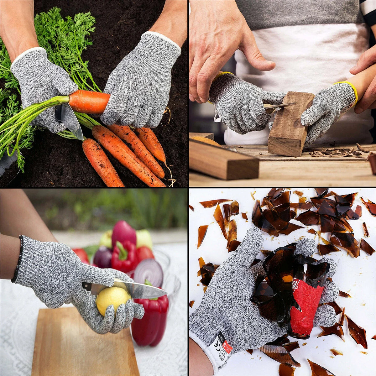 6 Pair Cut Resistant Gloves for Kids (8-12 Years) Level 5 Protection