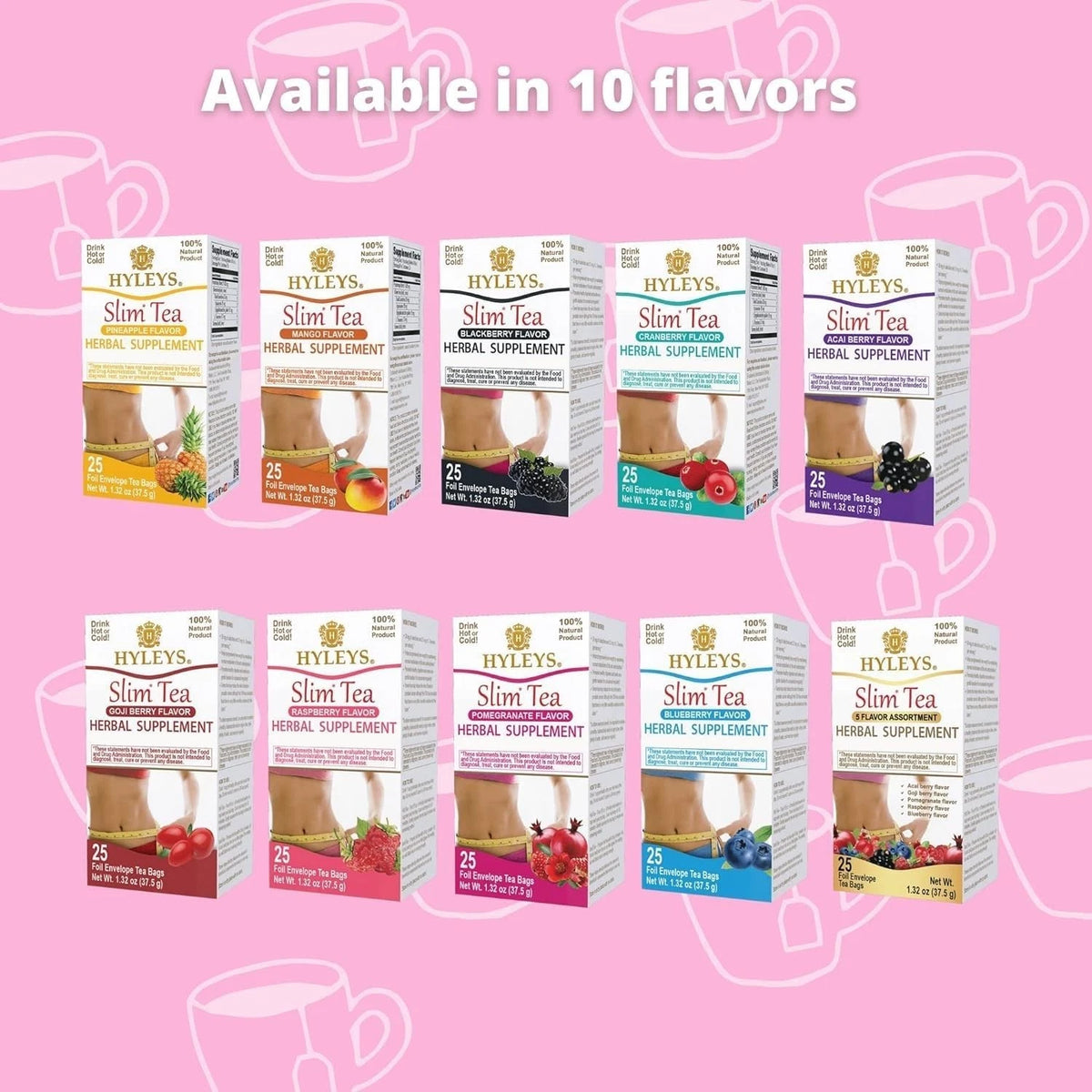 Slim Tea Acai Berry Flavor for Weight Loss (25 Tea Bags)