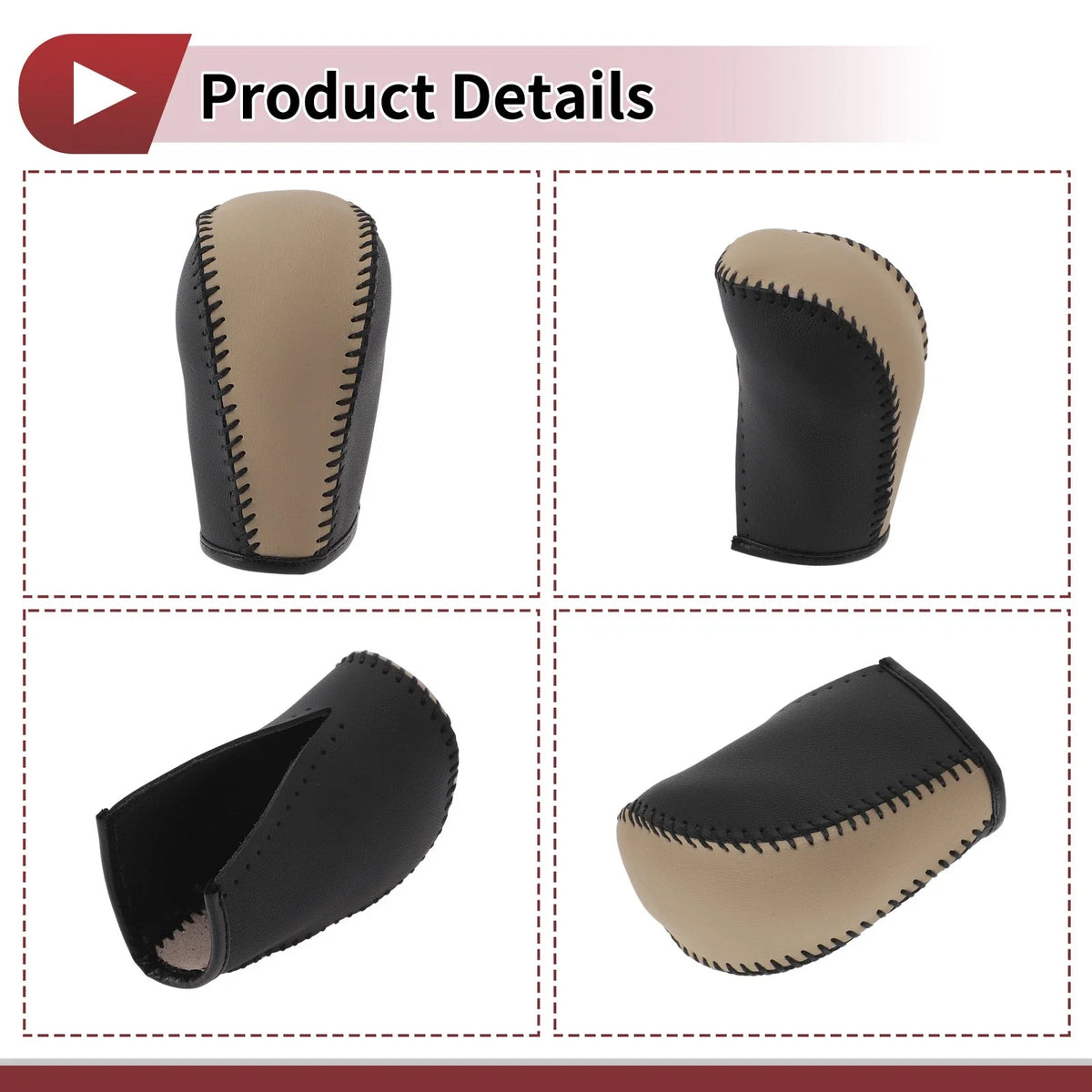 Gear Shift Knob Cover for Subaru Forester (2006–2012) Black Beige Faux Leather