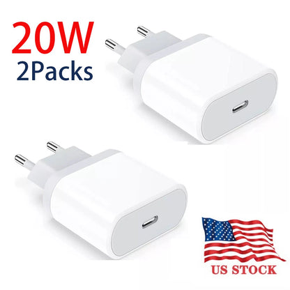 2 Packs USB C Fast Wall Charger for Apple iPhone (2022–2023)