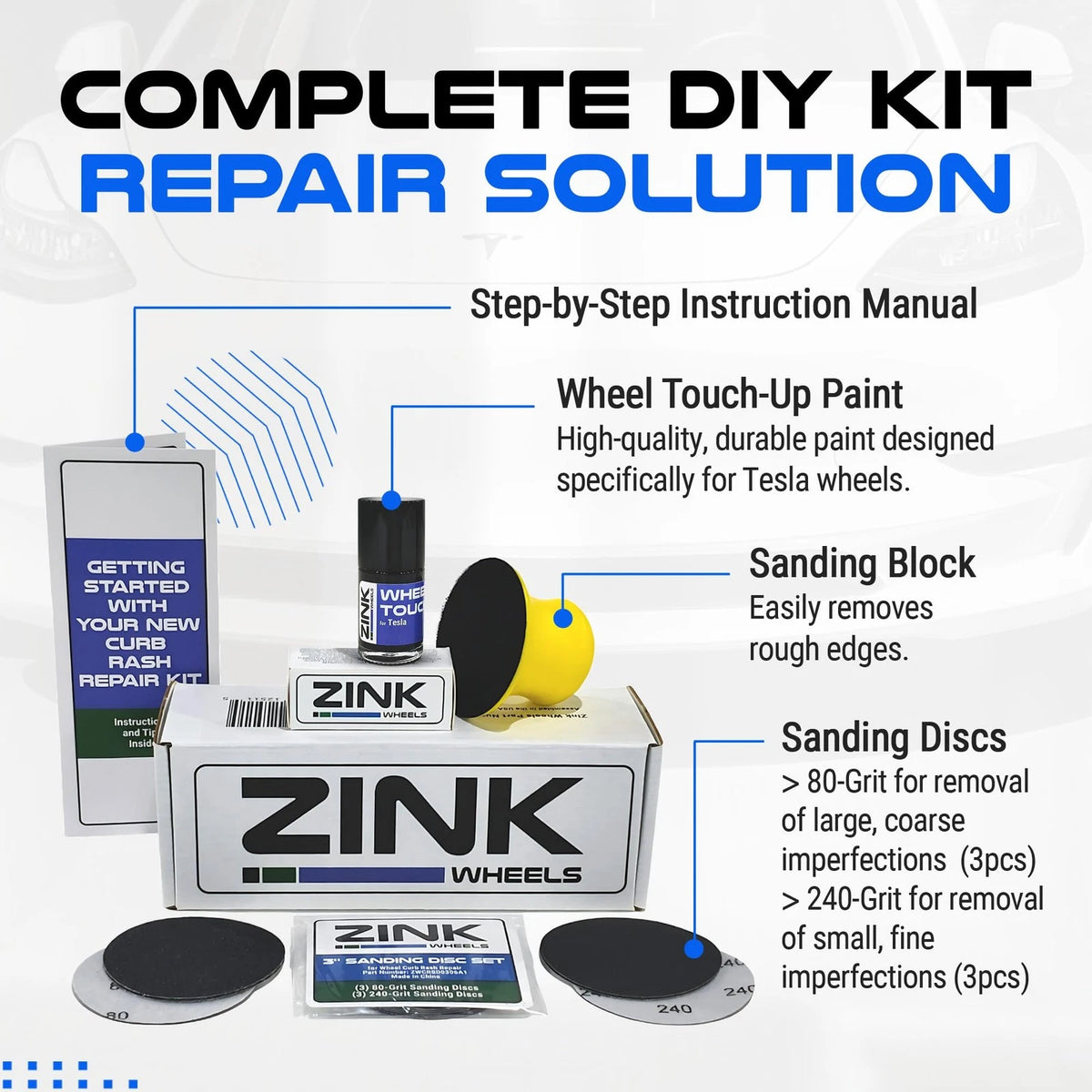 20" Black Induction Wheel Curb Rash Repair for Tesla (Pack of 1)