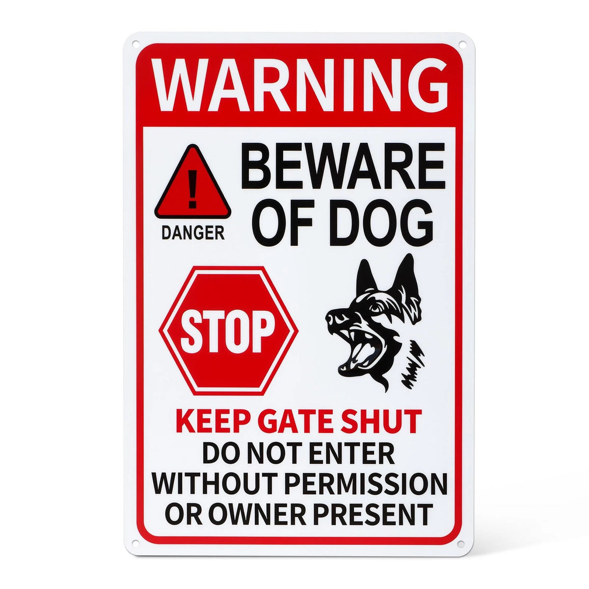 Beware of Dog Sign for Home (11.81x7.87 inch, Reflective Tin)
