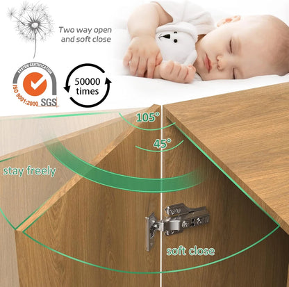 2 Pairs Full Overlay Soft Close Cabinet Hinges for Face Frame (3/4 inch)