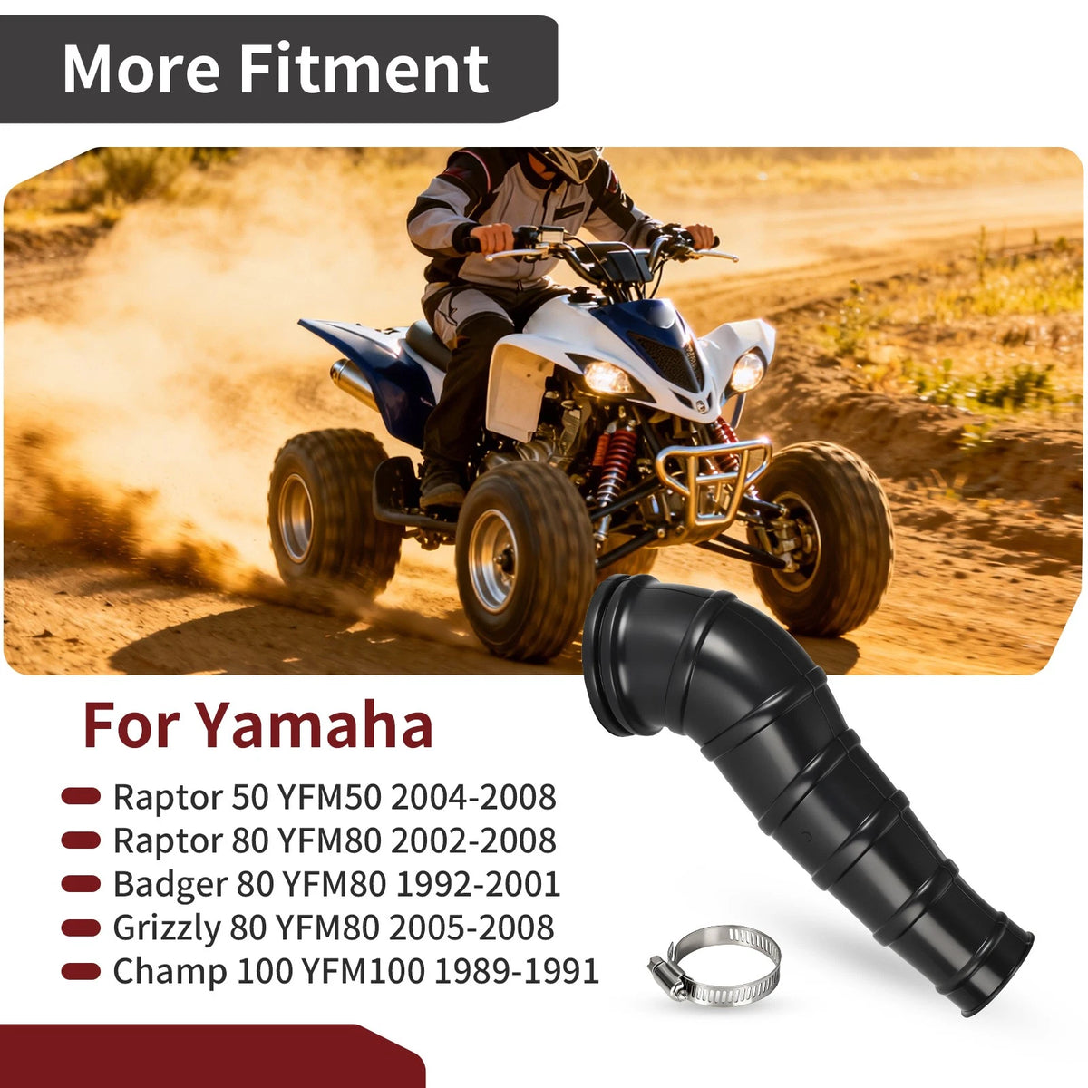 Air Box to Carb Boot Joint Duct w/ Clamp for Yamaha Badger 80 (1992–2001) 3GB-14453-00-00
